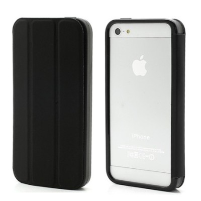 Atvēramais melns rāmis Apple iPhone 5 (Apple iPhone 5S) ar smart cover funkciju / Vacins.lv