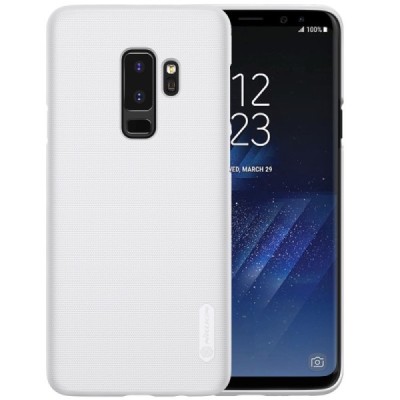 Samsung Galaxy S9+ (G965) Nillkin Frosted Shield белый пластиковый чехол + защитная пленка для экрана | Vacins.lv