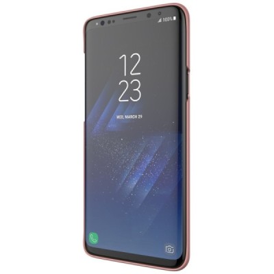 Samsung Galaxy S9+ (G965) Nillkin Frosted Shield розовый пластиковый чехол + защитная пленка для экрана | Vacins.lv