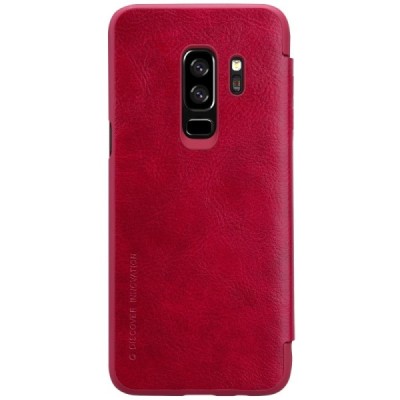 Greznais „Nillkin“ Qin sērijas ādas atvērams sarkans Samsung Galaxy S9+ (G965) maciņš / Vacins.lv