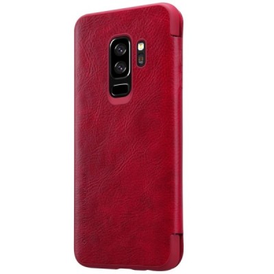 Greznais „Nillkin“ Qin sērijas ādas atvērams sarkans Samsung Galaxy S9+ (G965) maciņš / Vacins.lv
