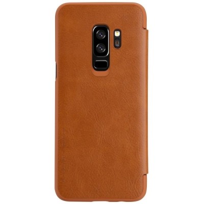 Роскошный коричневый кожаный чехол Nillkin Qin Series для Samsung Galaxy S9+ (G965) | Vacins.lv