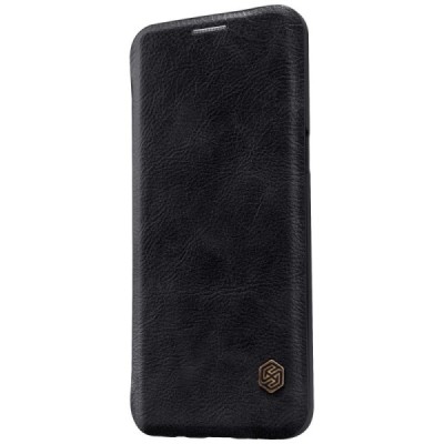 Роскошный чёрный кожаный чехол Nillkin Qin Series для Samsung Galaxy S9 (G960) | Vacins.lv