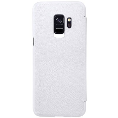 Роскошный белый кожаный чехол Nillkin Qin Series для Samsung Galaxy S9 (G960) | Vacins.lv