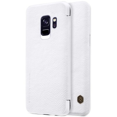 Роскошный белый кожаный чехол Nillkin Qin Series для Samsung Galaxy S9 (G960) | Vacins.lv