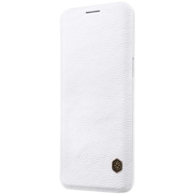 Роскошный белый кожаный чехол Nillkin Qin Series для Samsung Galaxy S9 (G960) | Vacins.lv