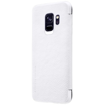 Роскошный белый кожаный чехол Nillkin Qin Series для Samsung Galaxy S9 (G960) | Vacins.lv