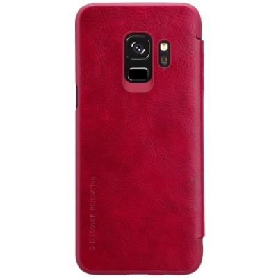 Роскошный красный кожаный чехол Nillkin Qin Series для Samsung Galaxy S9 (G960) | Vacins.lv