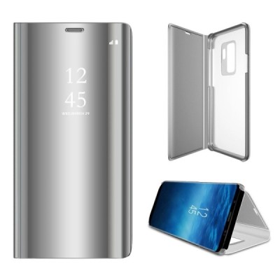 Samsung Galaxy S9+ (G965) открываемый серебристый пластиковый чехол-книжка | Vacins.lv