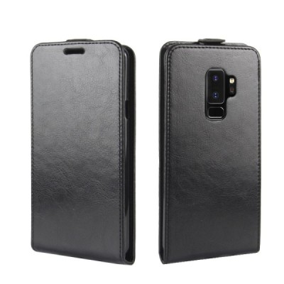 Samsung Galaxy S9+ (G965) классический чехол-книжка из кожи - чёрный | Vacins.lv