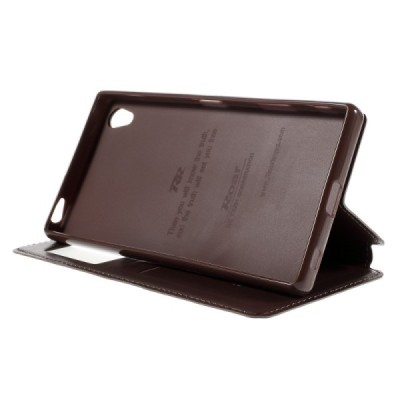 Roar Noble открываемый Sony Xperia Z5 Premium (Sony Xperia Z5 Premium Dual) коричневый кожаный чехол - книжка | Vacins.lv