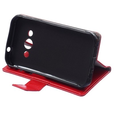 Samsung Galaxy Xcover 3 (G388) открываемый красный кожаный чехол - книжка | Vacins.lv