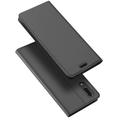 Huawei P20 „Dux Ducis“ Skin sērijas melns ādas atvērams maciņš / Vacins.lv