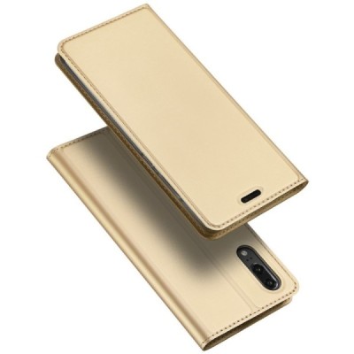 Huawei P20 „Dux Ducis“ Skin sērijas zelta ādas atvērams maciņš / Vacins.lv