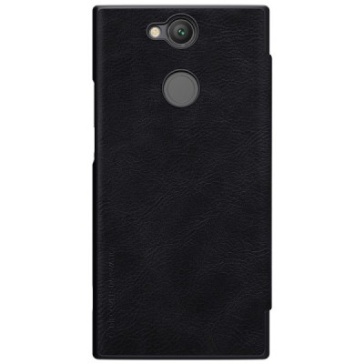 Роскошный чёрный кожаный чехол Nillkin Qin Series для Sony Xperia XA2 (XA2 Dual) | Vacins.lv