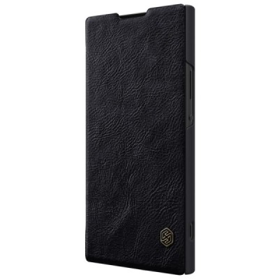 Роскошный чёрный кожаный чехол Nillkin Qin Series для Sony Xperia XA2 (XA2 Dual) | Vacins.lv