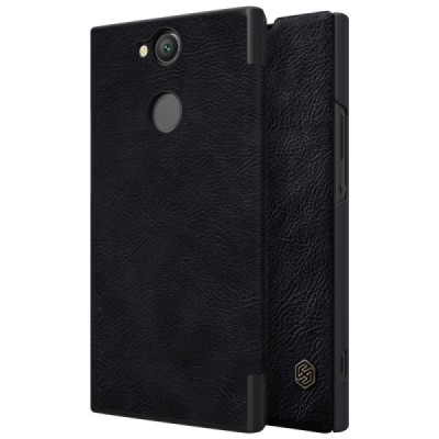 Роскошный чёрный кожаный чехол Nillkin Qin Series для Sony Xperia XA2 (XA2 Dual) | Vacins.lv
