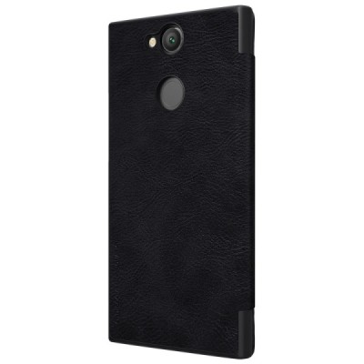 Роскошный чёрный кожаный чехол Nillkin Qin Series для Sony Xperia XA2 (XA2 Dual) | Vacins.lv
