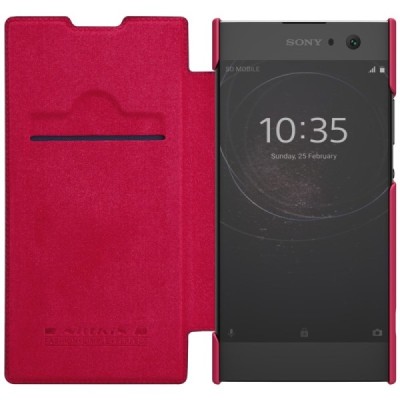 Роскошный красный кожаный чехол Nillkin Qin Series для Sony Xperia XA2 (XA2 Dual) | Vacins.lv