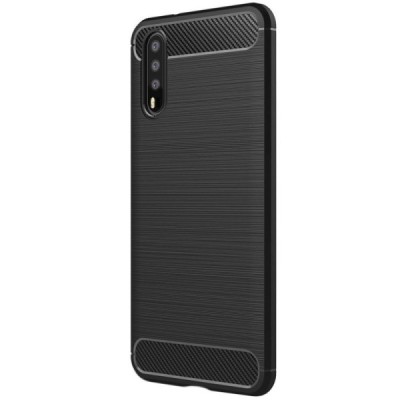 Huawei P20 „Carbon“ cieta silikona (TPU) melns apvalks / vacins.lv