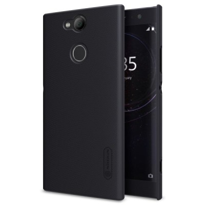 Nillkin Frosted Shield Sony Xperia XA2 (XA2 Dual) melns plastmasas futrālis + ekrāna aizsargplēve / Vacins.lv