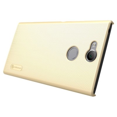 Nillkin Frosted Shield Sony Xperia XA2 (XA2 Dual) zelta plastmasas futrālis + ekrāna aizsargplēve / Vacins.lv