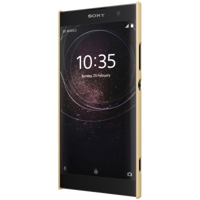 Nillkin Frosted Shield Sony Xperia XA2 (XA2 Dual) zelta plastmasas futrālis + ekrāna aizsargplēve / Vacins.lv