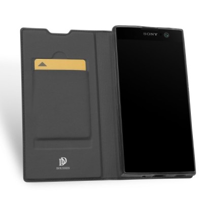 „Dux Ducis“ Skin серии Sony Xperia XA2 (XA2 Dual) чёрный кожаный чехол-книжка | Vacins.lv
