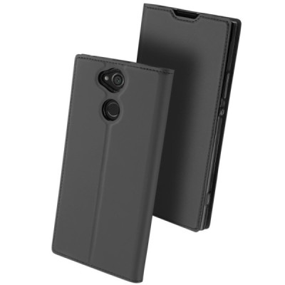„Dux Ducis“ Skin серии Sony Xperia XA2 (XA2 Dual) чёрный кожаный чехол-книжка | Vacins.lv