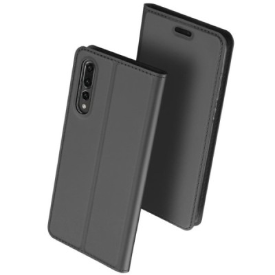 Huawei P20 Pro „Dux Ducis“ Skin sērijas pelēks ādas atvērams maciņš / Vacins.lv