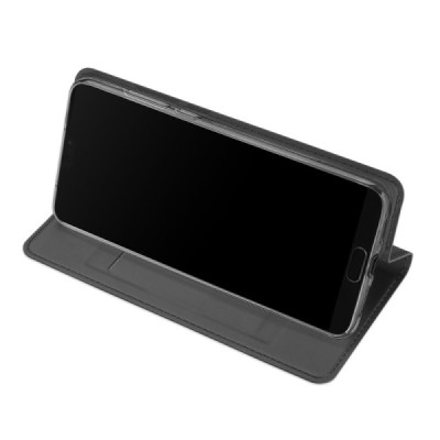 Huawei P20 Pro „Dux Ducis“ Skin sērijas pelēks ādas atvērams maciņš / Vacins.lv