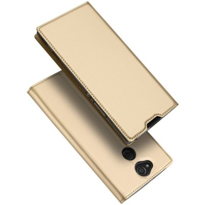 Sony Xperia XA2 (XA2 Dual) „Dux Ducis“ Skin sērijas zelta ādas atvērams maciņš / Vacins.lv