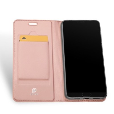 Huawei P20 Pro „Dux Ducis“ Skin sērijas rozs ādas atvērams maciņš / Vacins.lv