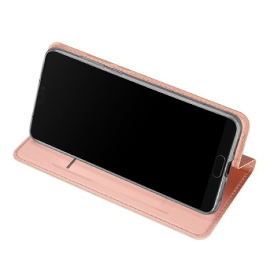 Huawei P20 Pro „Dux Ducis“ Skin sērijas rozs ādas atvērams maciņš / Vacins.lv