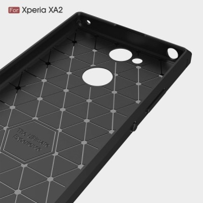 Sony Xperia XA2 (XA2 Dual) „Carbon“ твердый силиконовый чехол (TPU) - черный | Vacins.lv