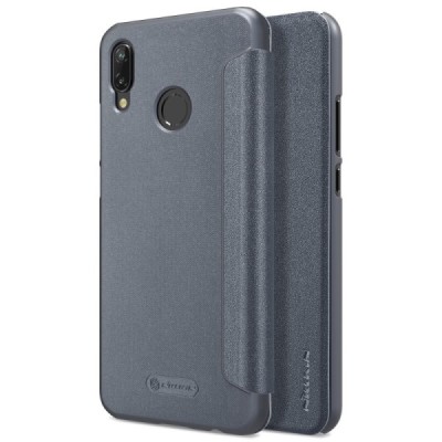 Huawei P20 Lite (Nova 3e) серый кожаный чехол-книжка Nillkin Sparkle | Vacins.lv