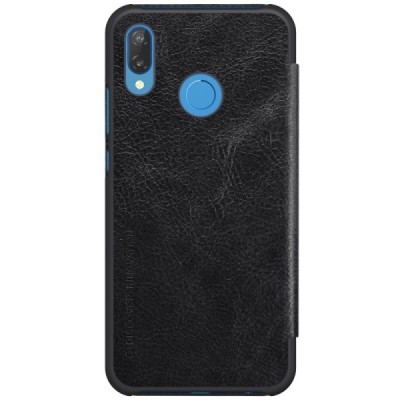 Роскошный чёрный кожаный чехол Nillkin Qin Series для Huawei P20 Lite (Nova 3e) | Vacins.lv