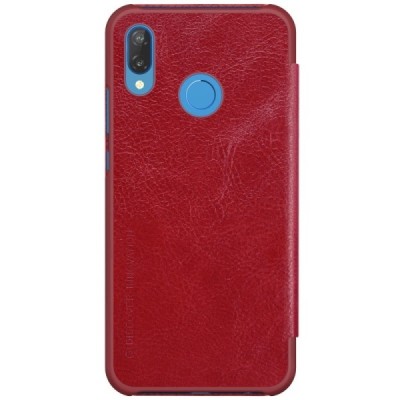 Greznais „Nillkin“ Qin sērijas ādas atvērams sarkans P20 Lite (Nova 3e) maciņš (maks) / Vacins.lv