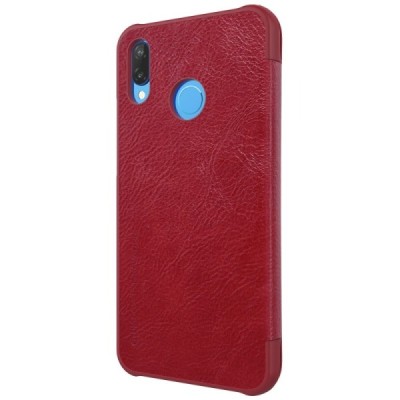 Greznais „Nillkin“ Qin sērijas ādas atvērams sarkans P20 Lite (Nova 3e) maciņš (maks) / Vacins.lv