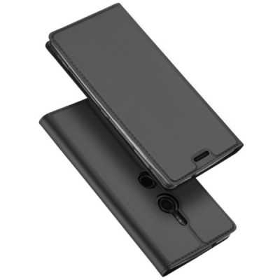 Sony Xperia XZ2 „Dux Ducis“ Skin sērijas melns ādas atvērams maciņš / Vacins.lv