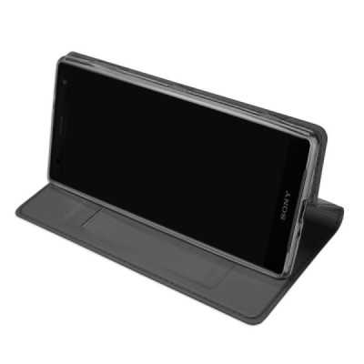 Sony Xperia XZ2 „Dux Ducis“ Skin sērijas melns ādas atvērams maciņš / Vacins.lv