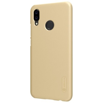 Nillkin Frosted Shield Huawei P20 Lite (Nova 3e) zelta plastmasas futrālis + ekrāna aizsargplēve / Vacins.lv