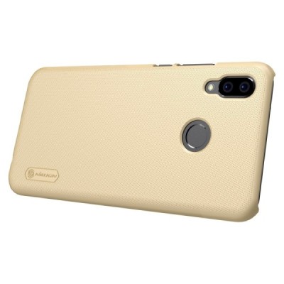 Nillkin Frosted Shield Huawei P20 Lite (Nova 3e) zelta plastmasas futrālis + ekrāna aizsargplēve / Vacins.lv