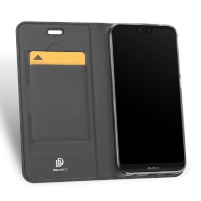 „Dux Ducis“ Skin серии Huawei P20 Lite (Nova 3e) чёрный кожаный чехол-книжка | Vacins.lv