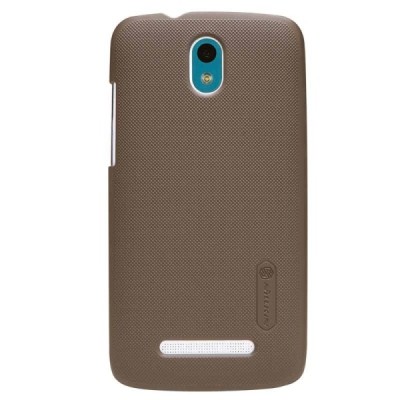 HTC Desire 500 Nillkin Frosted Shield brūns plastmasas futrālis + ekrāna aizsargplēve / Vacins.lv