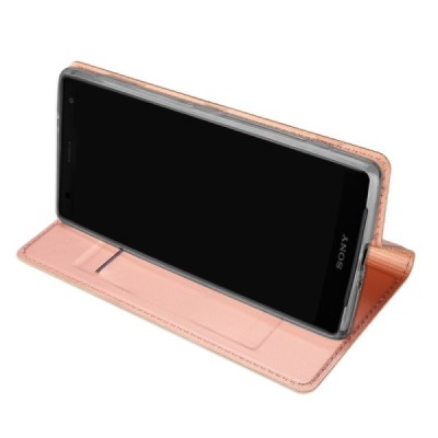 Sony Xperia XZ2 „Dux Ducis“ Skin sērijas rozs ādas atvērams maciņš / Vacins.lv