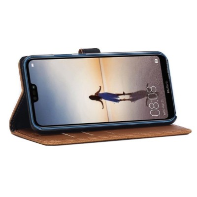 Huawei P20 Lite (Nova 3e) открываемый светло-коричневый кожаный чехол - книжка | Vacins.lv