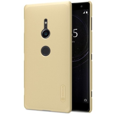 Sony Xperia XZ2 Nillkin Frosted Shield zelta plastmasas futrālis + ekrāna aizsargplēve / Vacins.lv