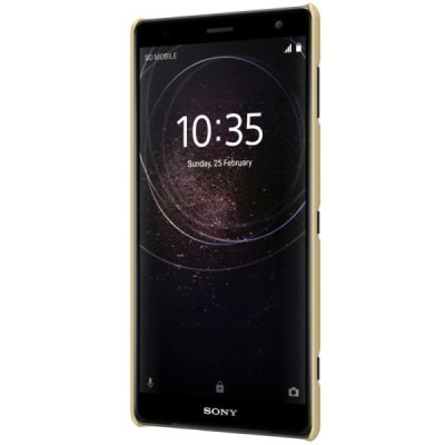 Nillkin Frosted Shield Sony Xperia XZ2 золотой пластиковый чехол + защитная пленка для экрана | Vacins.lv