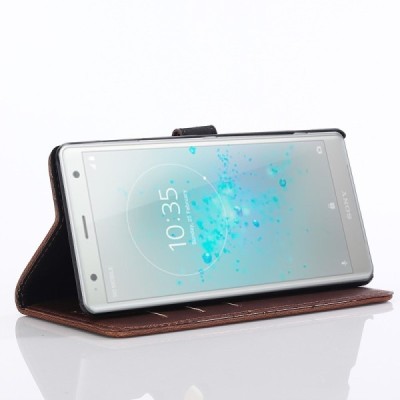 Sony Xperia XZ2 открываемый тёмно-коричневый кожаный чехол - книжка | Vacins.lv